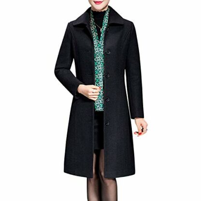 Womens Lapel Wool Blend Trench Coats Single Breasted Winter Long Overcoat Outwear Casual Pea Coat 4 Womens Lapel Wool Blend Trench Coats Single Breasted Winter Long Overcoat Outwear Casual Pea Coat - Image 4