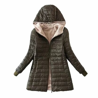 Womens Puffer Down Jacket Winter Fleece Lined Jackets Warm Faux Fur Long Coat Ladies Quilted Zip Puff Coats Waterproof Padded Overcoat Outdoor Ski Hiking Thicken Outwear with Pockets Hooded - Image 2