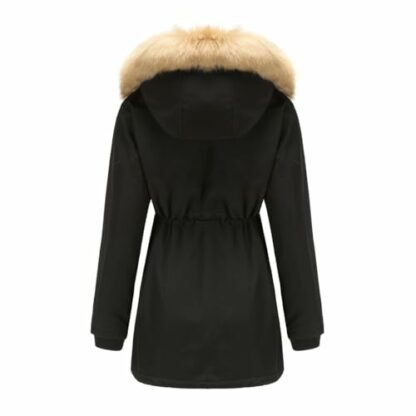 YFFUSHI Women Warm Faux Fur Hooded Jacket Long Sleeves Fleece Lined Winter Coat Fashion Winter Parka Outerwear 3 YFFUSHI Women Warm Faux Fur Hooded Jacket Long Sleeves Fleece Lined Winter Coat Fashion Winter Parka Outerwear - Image 3