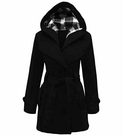 ZAFS Winter Coats Women's Coats Belted Waist Long Sleeve Buttoned Womens Winter Jackets For Women Uk Hooded Long Coat Ladies Coats Ladies Body Warmer For Women 2 ZAFS Winter Coats Women's Coats Belted Waist Long Sleeve Buttoned Womens Winter Jackets For Women Uk Hooded Long Coat Ladies Coats Ladies Body Warmer For Women - Image 2