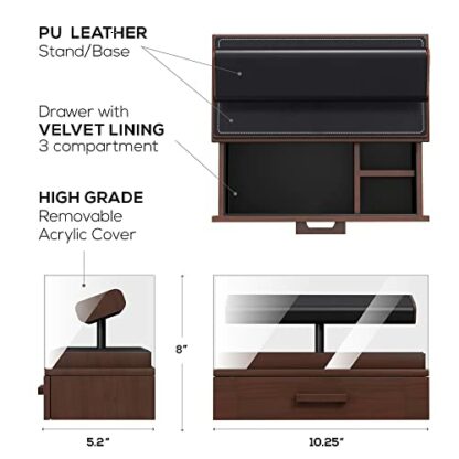 Zavoko Wooden Watch Display Box For Men - Watch Holder Case/Stand With PU Leather Padding & Velvet Storage Organizer/Drawer (Rings, Jewelry, etc) 4 Zavoko Wooden Watch Display Box For Men - Watch Holder Case/Stand With PU Leather Padding & Velvet Storage Organizer/Drawer (Rings, Jewelry, etc) - Image 4