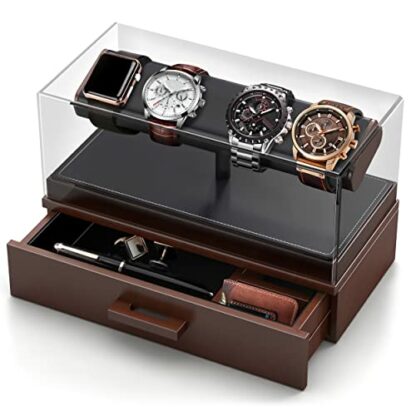 Zavoko Wooden Watch Display Box For Men - Watch Holder Case/Stand With PU Leather Padding & Velvet Storage Organizer/Drawer (Rings, Jewelry, etc) 2 Zavoko Wooden Watch Display Box For Men - Watch Holder Case/Stand With PU Leather Padding & Velvet Storage Organizer/Drawer (Rings, Jewelry, etc) - Image 2