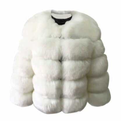 ZhuiKun Women's Faux Fur Coat Short Artificial Fur Overcoat Solid Thick Outerwear Shaggy Parka Cardigan Jacket - Image 2