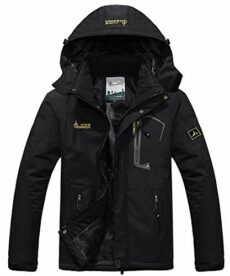 donhobo Womens Waterproof Jacket Winter Warm Fleece with Hood Windproof Camping Hiking Coat