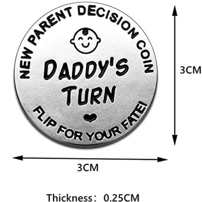 huishi Funny Decision Coin for New Parents,Gifts for Mum Dad,Newborn Baby Gifts,Flip Coin Decision,Mother's Day, Baby Shower Gift,Birthday, Anniversary, Stainless Steel (Silver) 3 huishi Funny Decision Coin for New Parents,Gifts for Mum Dad,Newborn Baby Gifts,Flip Coin Decision,Mother's Day, Baby Shower Gift,Birthday, Anniversary, Stainless Steel (Silver) - Image 3