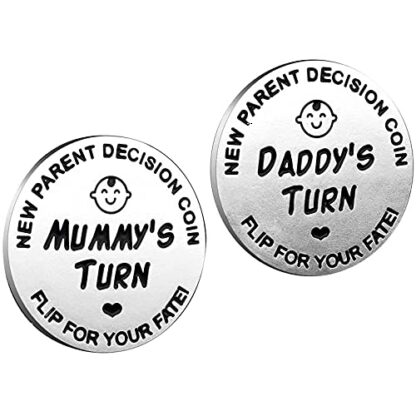 huishi Funny Decision Coin for New Parents,Gifts for Mum Dad,Newborn Baby Gifts,Flip Coin Decision,Mother's Day, Baby Shower Gift,Birthday, Anniversary, Stainless Steel (Silver) 2 huishi Funny Decision Coin for New Parents,Gifts for Mum Dad,Newborn Baby Gifts,Flip Coin Decision,Mother's Day, Baby Shower Gift,Birthday, Anniversary, Stainless Steel (Silver) - Image 2
