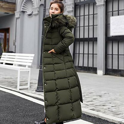 kisshes Women Ladies Long Padded Puffer Coat Winter Warm Cotton Quilted Jacket Parka with Removable Faux Fur Hood - Image 4
