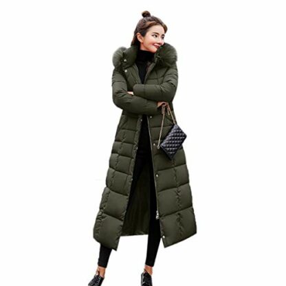 kisshes Women Ladies Long Padded Puffer Coat Winter Warm Cotton Quilted Jacket Parka with Removable Faux Fur Hood - Image 2