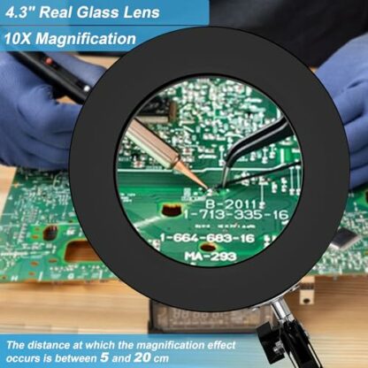 10X Magnifier Desk Lamp, 2-in-1 LED Magnifying Glass with Light and Clamp, Hands-Free Lighted Magnifier with 3 Color Modes for Craft Hobby Nail Repair Reading Close Works (Clamp) 3 10X Magnifier Desk Lamp, 2-in-1 LED Magnifying Glass with Light and Clamp, Hands-Free Lighted Magnifier with 3 Color Modes for Craft Hobby Nail Repair Reading Close Works (Clamp) - Image 3