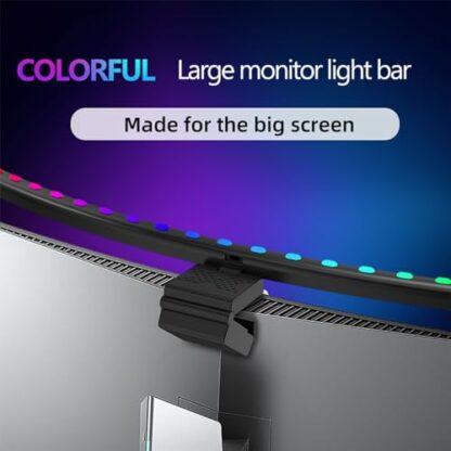 2 in 1 Monitor Light Bar,RGB Computer Monitor Lamp Screen Lamp Monitor Light Bar Dual Light Source Voice Activated Musical Rhythm Eye Caring LED Gaming Lamp Curved Computer Monitor - Image 4