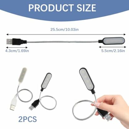 2PCS USB LED Light Lamp, USB Reading Light Portable LED Flexi-lamp Adjust Angle Gooseneck Flexible Mini LED Lights Warm Yellow Light for Power Bank PC Laptop Keyboard Computer and Other USB Devices 3 2PCS USB LED Light Lamp, USB Reading Light Portable LED Flexi-lamp Adjust Angle Gooseneck Flexible Mini LED Lights Warm Yellow Light for Power Bank PC Laptop Keyboard Computer and Other USB Devices - Image 3