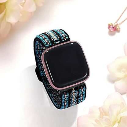 4 Pack Stretchy Bands Compatible with Fitbit Versa/Fitbit Versa Lite/Fitbit Versa 2 Bands Women Men, Adjustable Elastic Soft Loop Nylon Breathable Replacement Straps for Versa Smartwatch Wristband - Image 4
