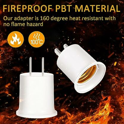 （4PACK） E26/e27 Socket Adapter Converts Outlet to Lamp Socket, 660 Watt, 125 Volt,AC Plug to E26 Two Outlet Light Socket Adapter,White - Image 4