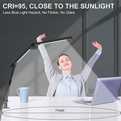 AONELAS LED Desk Lamp with Clamp, Architect Desk Lamp with Dual Light and Adjustable Swing Arm, Clip-on Eye-Care 4 CCT Modes & 5 Brightness Levels Table Light Modern Desk Light for Dorm Home Office - Image 3