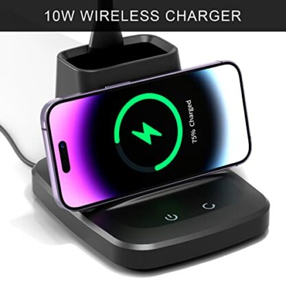 AONELAS Vicsoon Desk Lamp with Wireless Charger, LED Desk Lamps for Home Office, 800 Lumens, Small Desk Lamp with Pen Holder, Flexible Arm, 3 Modes, Dimming, Touch Lamp for College Dorm Room - Image 4