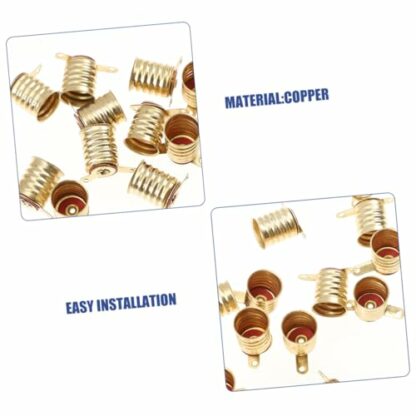 Abaodam 30pcs All Copper Lamp Holder Light Socket LED E10 Lamp Holder Copper Lamp Holder E10 Socket Base Bulb Adapter E10 Copper Screw Lamp Holder Copper E10 Lamp Base LED Lamp Base Golden - Image 4