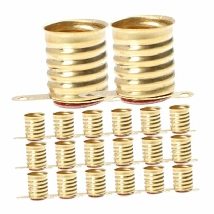 Abaodam 30pcs All Copper Lamp Holder Light Socket LED E10 Lamp Holder Copper Lamp Holder E10 Socket Base Bulb Adapter E10 Copper Screw Lamp Holder Copper E10 Lamp Base LED Lamp Base Golden - Image 2