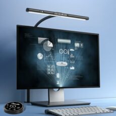 AmazLit Desk Lamp for Home Office, Desk Light with Clamp, Office Lamp with Remote & Gesture Sensing, Monitor Light Bar, Adjustable Color Temperature & Brightness, 12W