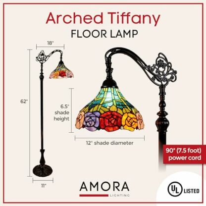 Amora Lighting AM035FL12B Tiffany Floor Lamp, Multicolor - Image 4