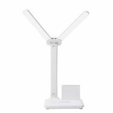 AoLa LED Desk Lamp Dual Swing Arm Table Lamp 3 Color 5 Brightness Levels with Base Pen Holder Charging Port Touch Control Bedside Lamp Kids Reading Light Daylight Lamp for Work(White)