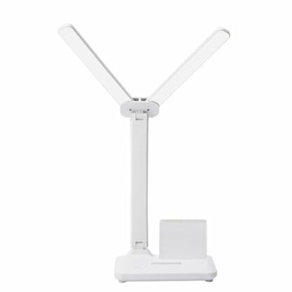 AoLa LED Desk Lamp Dual Swing Arm Table Lamp 3 Color 5 Brightness Levels with Base Pen Holder Charging Port Touch Control Bedside Lamp Kids Reading Light Daylight Lamp for Work(White) - Image 2