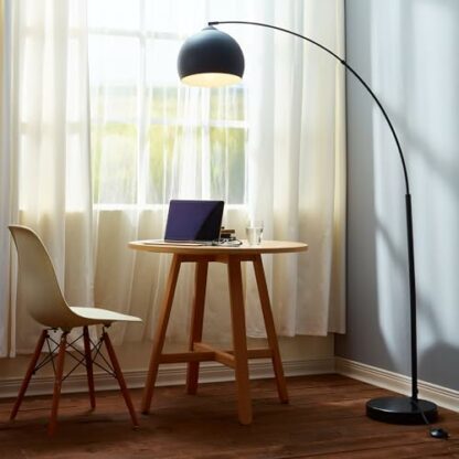Arquer Arc Floor Lamp with Black Shade and Black Marble Base - Image 3