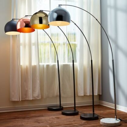 Arquer Arc Floor Lamp with Black Shade and Black Marble Base - Image 4