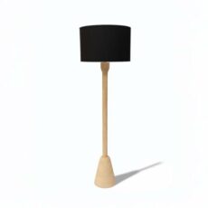 Arthur Cameron - Dowend Hand-Carved Wooden Floor Lamp with Black Cotton Shade - This Rustic Floor Standing Lamp is Perfect for Illuminating Any Bedroom, Living Room, Office, Workspace or Hallway