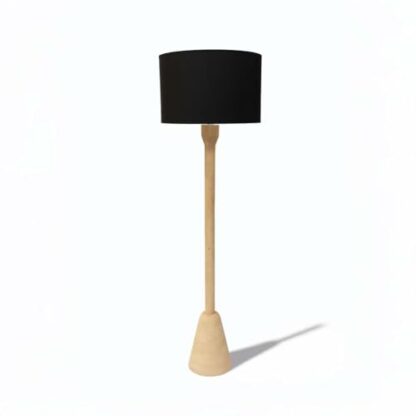 Arthur Cameron - Dowend Hand-Carved Wooden Floor Lamp with Black Cotton Shade - This Rustic Floor Standing Lamp is Perfect for Illuminating Any Bedroom, Living Room, Office, Workspace or Hallway - Image 2
