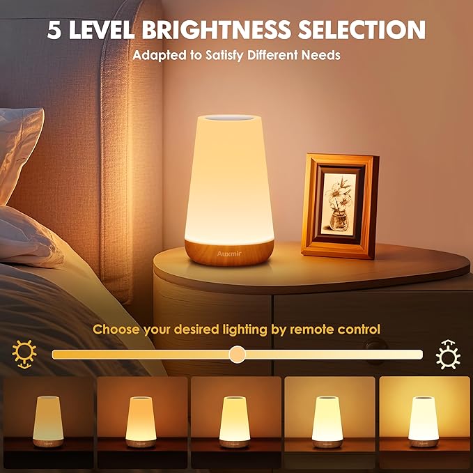 Auxmir Night Light, LED Touch Bedside Table Lamp, Remote Control Dimmable Auxmir Night Light, LED Touch Bedside Table Lamp, Remote Control Dimmable