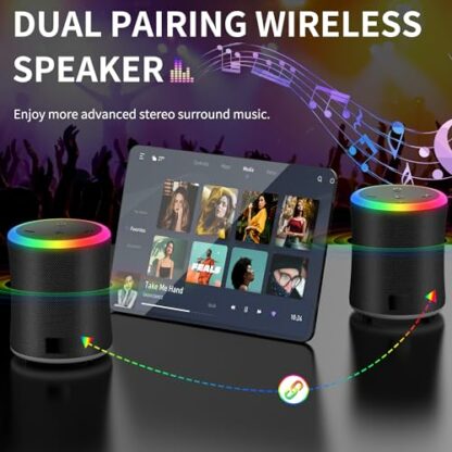 BESNOOW Portable Bluetooth Speaker Stereo Pairing, IPX7 Waterproof Wireless Speaker with HD Loud Stereo Sound, 8H Playtime Bluetooth Speakers, Bluetooth 5.3, RGB Lights, Outdoor Speaker for Party - Image 3
