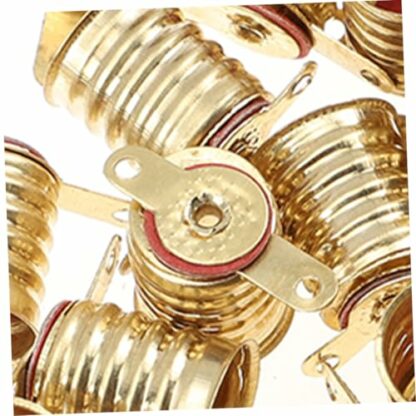 BESTonZON 30pcs All Copper Lamp Holder Light Socket Lamp Base E10 Lamp Holder Base LED Lamp Socket Holder Copper LED Lamp Holder Copper E10 Screw Holder E10 LED Socket Bulb Holder Golden - Image 4