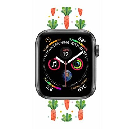 BONICI Smart Watch Band for Apple Watch 38mm 40mm 41mm 42mm 44mm 45mm, Beautiful Elegant Easter Theme Rabbit Bunny Leaves Soft Silicone Rubber Replacement Bands for Apple Watch 7/6/SE/5/4/3/2/1 iWatch - Image 4