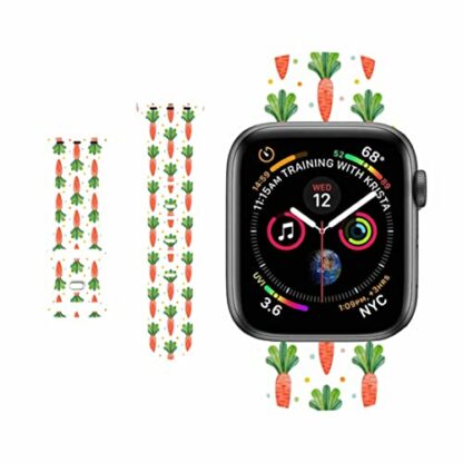 BONICI Smart Watch Band for Apple Watch 38mm 40mm 41mm 42mm 44mm 45mm, Beautiful Elegant Easter Theme Rabbit Bunny Leaves Soft Silicone Rubber Replacement Bands for Apple Watch 7/6/SE/5/4/3/2/1 iWatch - Image 2