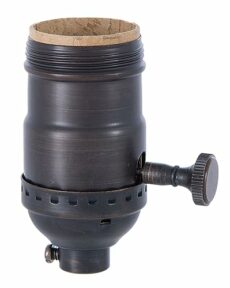 B&P Lamp Brass Turn Knob 3-Way Function Lamp Socket, Antique Bronze Finish, UNO Thread, 250W-250V