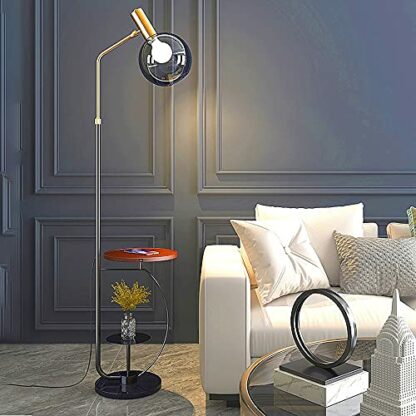 BXGGXBYSW LED Floor Lamp Desk Bedside Table Night Light Lamp with Wireless Charger USB Charging Port Dimmable Office Desk Mobile Phone Holder Adjustable Touch Control Eye-Decorate Remote Control - Image 2