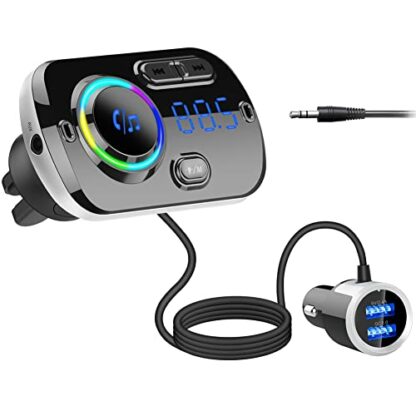 Bluetooth Car FM Transmitter,HIDOU Bluetooth 5.0 Car Radio Adapter Receiver With 7 Color Light,QC3.0/2.4A USB Car Charger Kit,Siri Voice Assistant,Handsfree Mp3 Player 2 Bluetooth Car FM Transmitter,HIDOU Bluetooth 5.0 Car Radio Adapter Receiver With 7 Color Light,QC3.0/2.4A USB Car Charger Kit,Siri Voice Assistant,Handsfree Mp3 Player - Image 2
