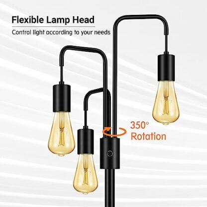 BoostArea Industrial Floor Lamp for Living Room,Modern Standing Lamp Stand Up Lamp with 3 Light, Bulbs Not Included,Simple Design Floor Lamp for Bedroom, Living Room, Office, Kids Room, Reading - Image 4