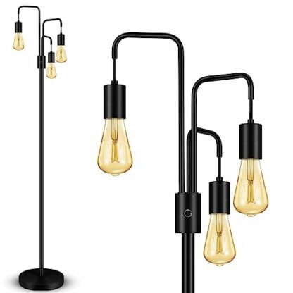 BoostArea Industrial Floor Lamp for Living Room,Modern Standing Lamp Stand Up Lamp with 3 Light, Bulbs Not Included,Simple Design Floor Lamp for Bedroom, Living Room, Office, Kids Room, Reading - Image 2