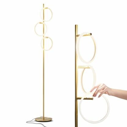 Brightech Saturn LED Tree Floor Lamp - Unique Design Matches Modern and Contemporary Decor - 3 Light Standing Pole Lamp- Tall Light for Living Room, Bedroom, and Office - Gold/Brass - Image 2