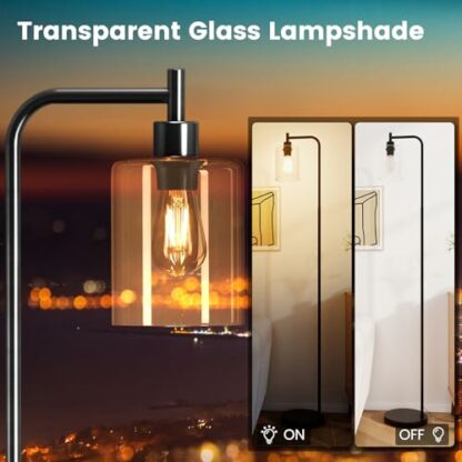 COSTWAY Industrial Floor Lamp, 1/3-Light Glass Lampshade Standing Lamps with Foot Switch, Tall Tree Floor Lighting for Living Dining Room Bedroom Office, Bulbs Not Included 3 COSTWAY Industrial Floor Lamp, 1/3-Light Glass Lampshade Standing Lamps with Foot Switch, Tall Tree Floor Lighting for Living Dining Room Bedroom Office, Bulbs Not Included - Image 3