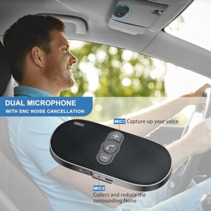 Car Hands Free Kit Bluetooth: SUNITEC Hands Free Car Phone Kit Bluetooth 5.1, 6W Speaker, Siri Google Assistant Supported, AUTO Power ON, Support Siri Assistant, Voice Guidance, with Visor Clip 3 Car Hands Free Kit Bluetooth: SUNITEC Hands Free Car Phone Kit Bluetooth 5.1, 6W Speaker, Siri Google Assistant Supported, AUTO Power ON, Support Siri Assistant, Voice Guidance, with Visor Clip - Image 3