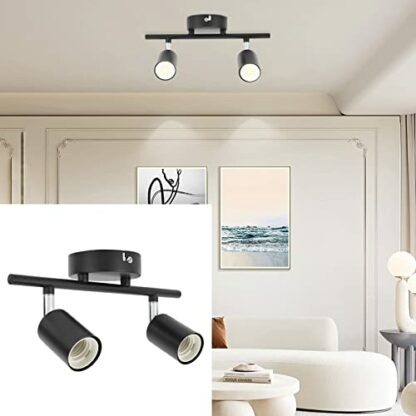 Ceiling Track Light Holder, Simple and Elegant Appearance Ceiling Track Lampholder Flexible Rotation Ceiling Light Holder Flush Mount for E27 Bulb LED Bulbs - Image 4
