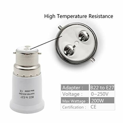 Chicaya B22 to E27 Converter,Bayonet to Screw Base Adapter,Light Bulb Socket Converter,3 Pack 3 Chicaya B22 to E27 Converter,Bayonet to Screw Base Adapter,Light Bulb Socket Converter,3 Pack - Image 3