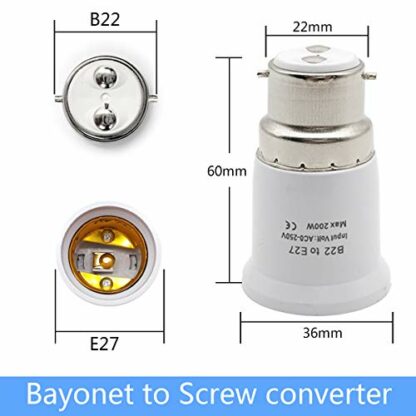 Chicaya B22 to E27 Converter,Bayonet to Screw Base Adapter,Light Bulb Socket Converter,3 Pack 4 Chicaya B22 to E27 Converter,Bayonet to Screw Base Adapter,Light Bulb Socket Converter,3 Pack - Image 4