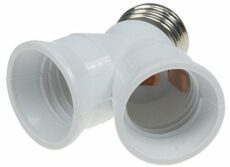 ChiliTec 2-Way Lamp Holder Y Adapter for E27 Lamps Screw Socket Lamp Adapter White