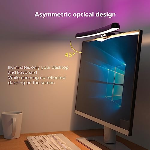 Computer Monitor Light Bar, RGB Touch Control Dimming LED Desk Lamp for Desktop, 3 Color Temp Monitor Screen Light with 7 Color RGB Effect, Eye Caring Task Lamp, for Curved Screen - Image 3