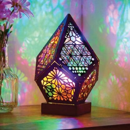 Coopers of Stortford - Colour Changing Lamp with Moroccan Design - Light Projector with Automatic Colour Change - Suitable as a Desk Lamp, Floor Lamp and Lamp for Bedroom, Sturdy Wooden Construction - Image 3