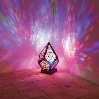 Coopers of Stortford - Colour Changing Lamp with Moroccan Design - Light Projector with Automatic Colour Change - Suitable as a Desk Lamp, Floor Lamp and Lamp for Bedroom, Sturdy Wooden Construction - Image 4
