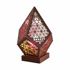 Coopers of Stortford - Colour Changing Lamp with Moroccan Design - Light Projector with Automatic Colour Change - Suitable as a Desk Lamp, Floor Lamp and Lamp for Bedroom, Sturdy Wooden Construction